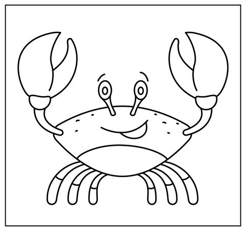 Cartoon Crab Selfie Coloring Page